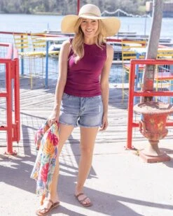 Seamless Cut-Out Layering Tank In Berry -Active Aura Shop SeamlessCutOutLayeringTank Berry 5