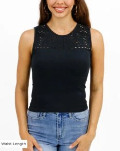 Seamless Cut-Out Layering Tank In Black -Active Aura Shop SeamlessCutOutLayeringTank Waist 1
