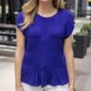 Shirred Smocked Blue Violet Top -Active Aura Shop ShirredSmockedTop BlueViolet 5