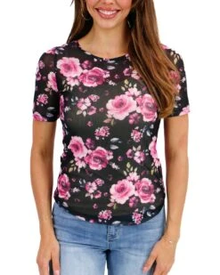 Short Sleeve Mesh Pink Rose Top -Active Aura Shop ShortSleeveMeshTop Rose 1 e72c6279 cc96 4c58 823d d78486e5fc43
