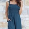 Shorts Smocked Deep Teal Romper -Active Aura Shop ShortsSmockedRomper DeepTeal 13 1