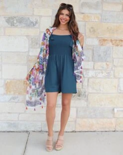 Shorts Smocked Deep Teal Romper -Active Aura Shop ShortsSmockedRomper DeepTeal 9