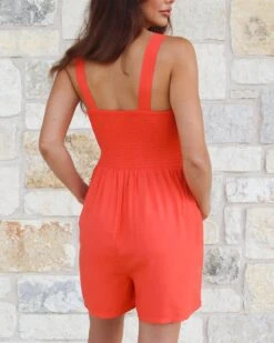 Shorts Smocked Poppy Romper -Active Aura Shop ShortsSmockedRomper Poppy 14