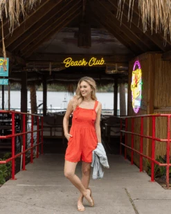 Shorts Smocked Poppy Romper -Active Aura Shop ShortsSmockedRomper Poppy 3