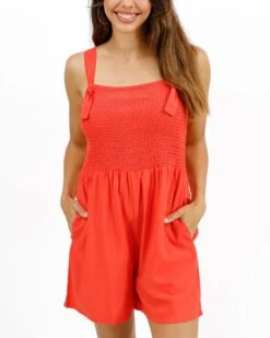 Shorts Smocked Poppy Romper -Active Aura Shop ShortsSmockedRomper Poppy 9