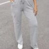 Signature Soft Mid-Heathered Grey Straight Leg Cargo Sweatpants 1 Signature Soft Mid-Heathered Grey Straight Leg Cargo Sweatpants -Active Aura Shop SignatureSoftStraightLegCargoPants 10 1