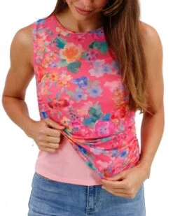 Sleeveless Mesh Coral Floral Tank -Active Aura Shop SleevelessMeshTank CoralFloral 3 f8028c07 8430 4acc b04d 1d76746fb5b4