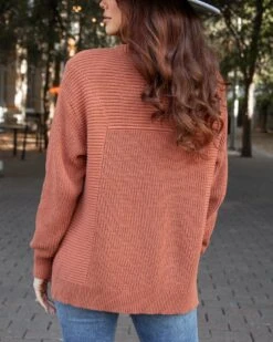 Slouchy Knit Baked Pumpkin Pocket Cardigan -Active Aura Shop SlouchyKnitPocketCardigan 5