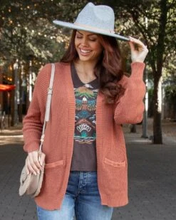 Slouchy Knit Baked Pumpkin Pocket Cardigan -Active Aura Shop SlouchyKnitPocketCardigan 8