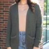Slouchy Knit Deep Olive Pocket Cardigan -Active Aura Shop SlouchyKnitPocketCardigan DeepOlive 1