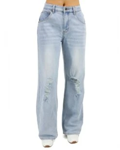 Slouchy Soft Wide Leg Jeans In Distressed Light-Wash -Active Aura Shop SlouchySoftWideLegJeans Distressed 7