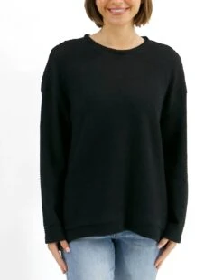 Slouchy Black Waffle Pullover -Active Aura Shop SlouchyWafflePullover Black 2 2b74f098 0892 4f3d bc54 f8cb72e32fd2