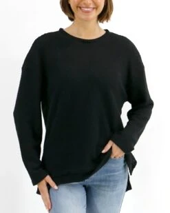 Slouchy Black Waffle Pullover -Active Aura Shop SlouchyWafflePullover Black 3 b810484f aa69 45cf 87b1 f383e625b1ef
