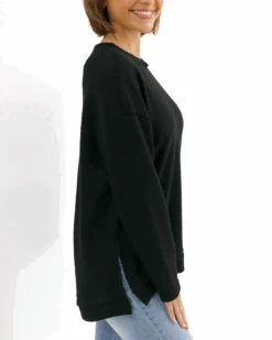 Slouchy Black Waffle Pullover -Active Aura Shop SlouchyWafflePullover Black 4 b96253da 27d2 4a9e bf17 5e1aa9ae1f2e