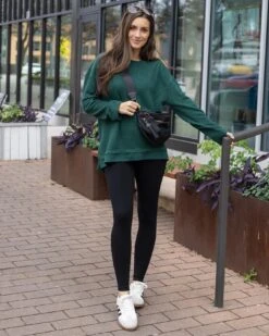 Slouchy Emerald Waffle Pullover -Active Aura Shop SlouchyWafflePullover Emerald 3