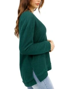 Slouchy Emerald Waffle Pullover -Active Aura Shop SlouchyWafflePullover Emerald 4