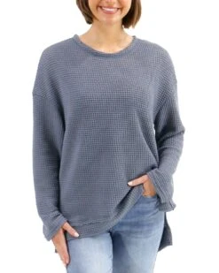 Slouchy Grey Waffle Pullover -Active Aura Shop SlouchyWafflePullover Grey 2