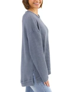 Slouchy Grey Waffle Pullover -Active Aura Shop SlouchyWafflePullover Grey 3