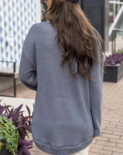 Slouchy Grey Waffle Pullover -Active Aura Shop SlouchyWafflePullover Grey 5