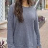 Slouchy Grey Waffle Pullover -Active Aura Shop SlouchyWafflePullover Grey 9