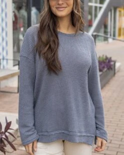 Slouchy Grey Waffle Pullover