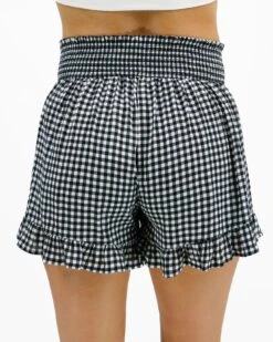 Black Gingham Smocked Summer Shorts -Active Aura Shop SmockedSummerShorts 3