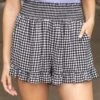 Black Gingham Smocked Summer Shorts -Active Aura Shop SmockedSummerShorts 9