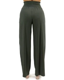 Smocked Wide Leg Olive Lounge Pants -Active Aura Shop SmockedWideLegLoungePants Olive 13 1