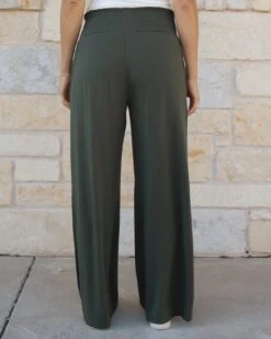 Smocked Wide Leg Olive Lounge Pants -Active Aura Shop SmockedWideLegLoungePants Olive 21