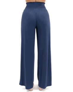 Smocked Wide Leg Smoke Blue Lounge Pants -Active Aura Shop SmockedWideLegLoungePants SmokeBlue 5 1