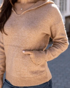 Active Aura Shop -Active Aura Shop SoSoftKnitSweaterHoodie Camel 18