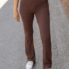 Soft-Stretch Dark Brown Flare Leggings