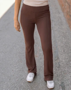 Soft-Stretch Dark Brown Flare Leggings