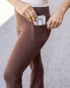 Soft-Stretch Dark Brown Flare Leggings -Active Aura Shop SoftStretchFlareLeggings DarkBrown 3