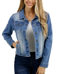Soft Wash Denim Jacket In Mid-Wash -Active Aura Shop SoftWashDenimJacket MidWash 1 1