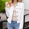 Soft Wash Denim Jacket In White - FINAL SALE -Active Aura Shop SoftWashDenimJacket White 12