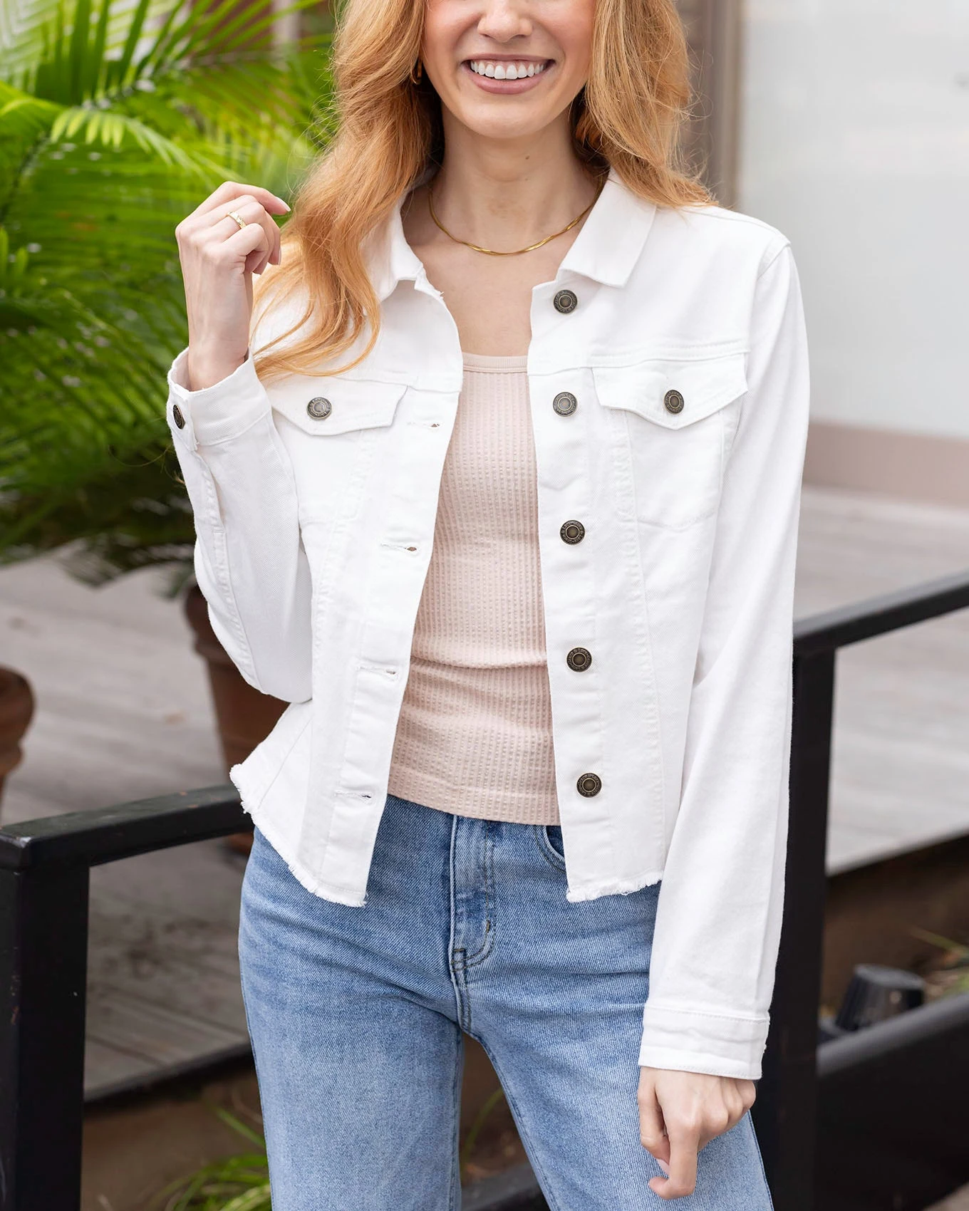 Soft Wash Denim Jacket In White - FINAL SALE 3 Soft Wash Denim Jacket In White - FINAL SALE