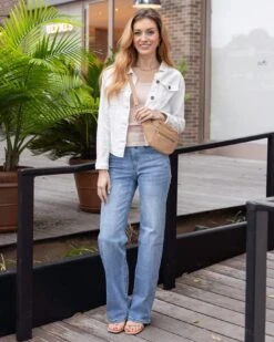 Soft Wash Denim Jacket In White - FINAL SALE 14 Soft Wash Denim Jacket In White - FINAL SALE -Active Aura Shop SoftWashDenimJacket White 14