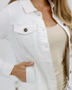 Soft Wash Denim Jacket In White - FINAL SALE 18 Soft Wash Denim Jacket In White - FINAL SALE -Active Aura Shop SoftWashDenimJacket White 2