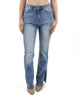 Split Flare Denim -Active Aura Shop SplitFlareDenim MidWash 2 1
