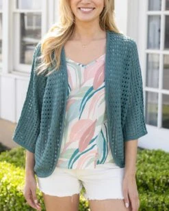 Springtime Pacific Green Cocoon Cardigan