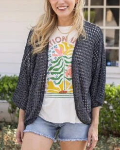 Springtime Salt & Pepper Cocoon Cardigan
