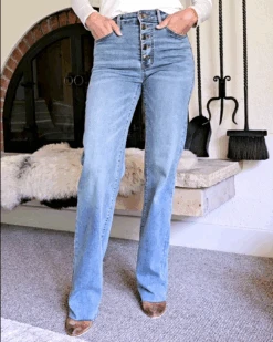 Straight Leg Cuffed Mid-Wash Jeans -Active Aura Shop StraightLegCuffedJeans MidWash 16