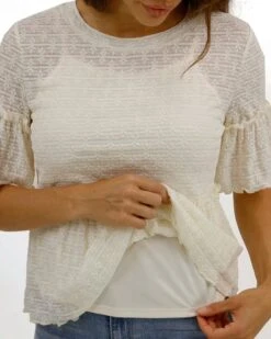 Cream Stretch Lace Peplum Top -Active Aura Shop StretchLacePeplumTop Cream 3 1ef1189a 484f 446e a70c 540230e2114f