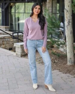 Micro Bambü Dusty Mauve Lightweight Sweater -Active Aura Shop StretchMix90sJeans NonDistressed LightWash 5 1