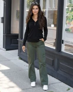 Sueded Twill Deep Green Cargo Pants -Active Aura Shop SuededTwillCargoPant DeepGreen 5