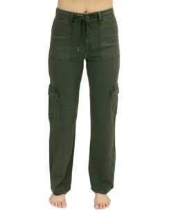 Sueded Twill Deep Green Cargo Pants -Active Aura Shop SuededTwillCargoPants DeepGreen 1