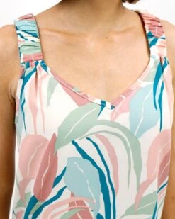 Pastel Leaf Summer Floral Tank -Active Aura Shop SummerFloralTank PastelLeaf 2
