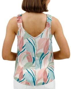 Pastel Leaf Summer Floral Tank -Active Aura Shop SummerFloralTank PastelLeaf 3