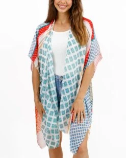 Summer Kimono In Red/Teal -Active Aura Shop SummerKimono RedTeal 1